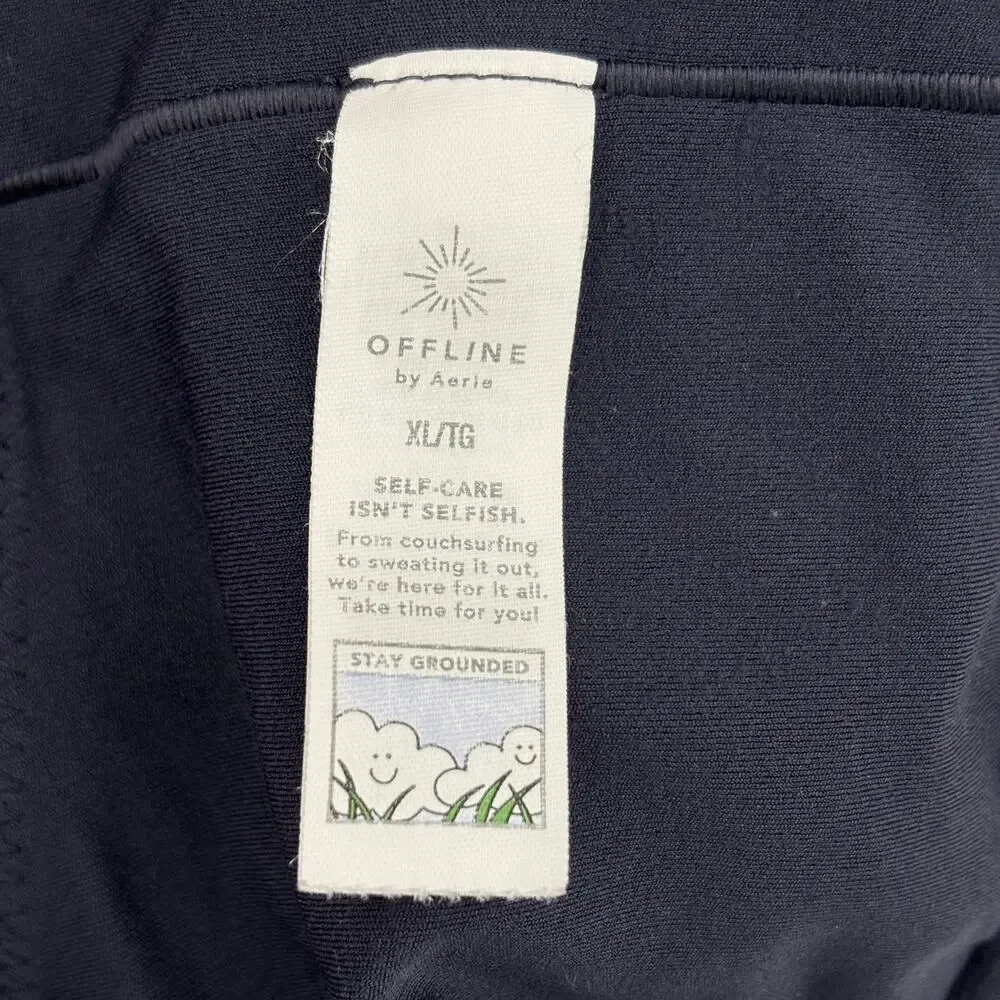Aerie Offline Legging Jumpsuit Real Me Low‎ Key Womens Size XL Blue Shelf Bra
